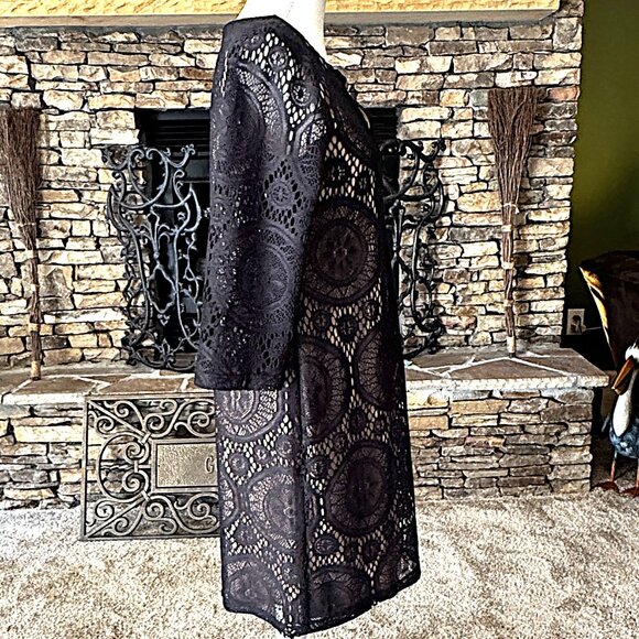 Black Lace Overlay Dress Size 8 AA Studio - Picture 2 of 9